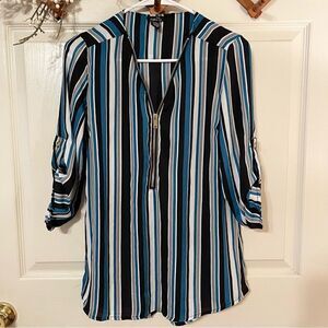 RUE 21 striped Front Zip Closure Blouse